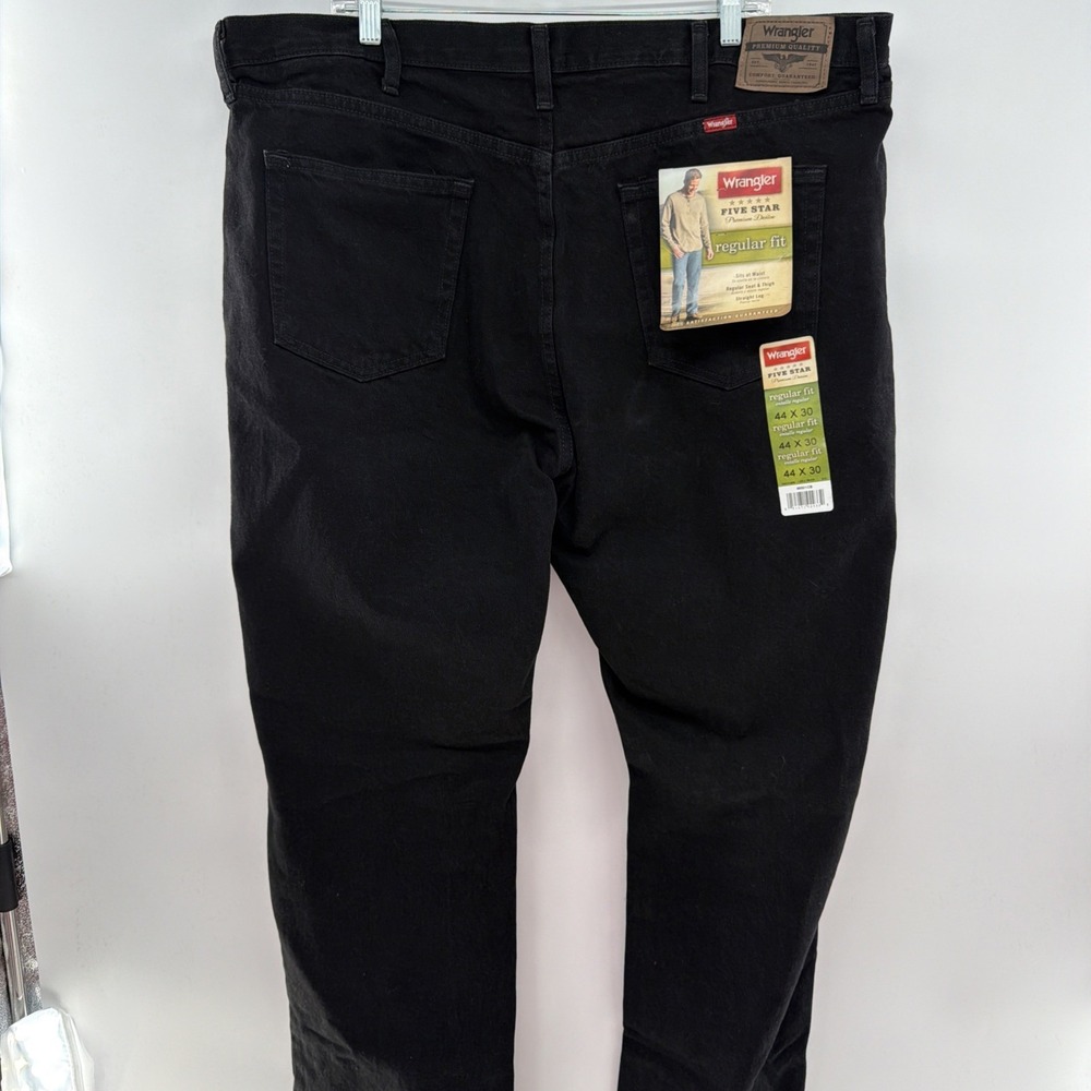 Wrangler Men's Five Star Denim Regular Fit Straight Leg Jeans NWT Black 44x30